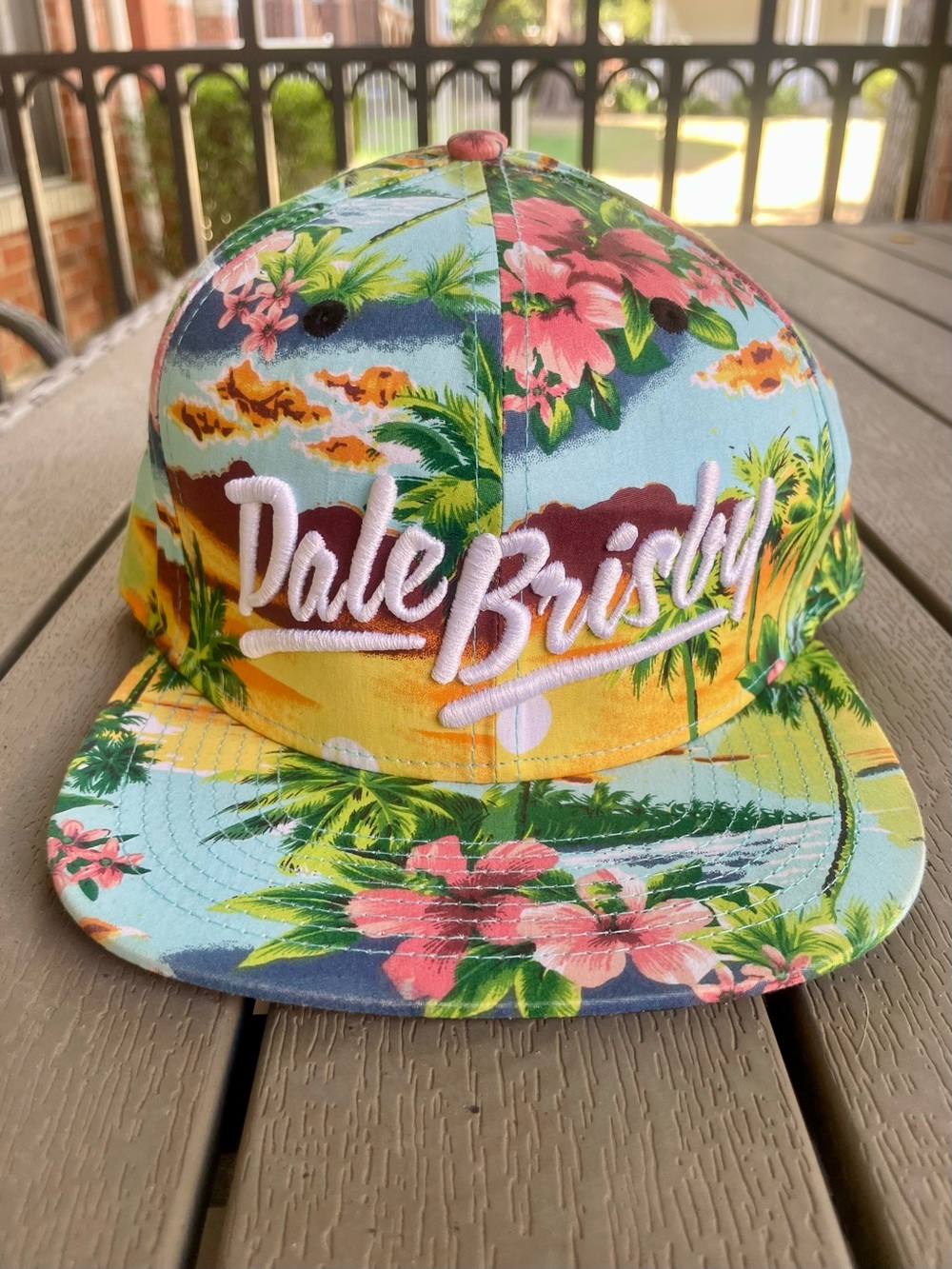 RARE Dale Brisby Rodeo Time Tropical Hibiscus Flat Bill Snapback Hat - Maui